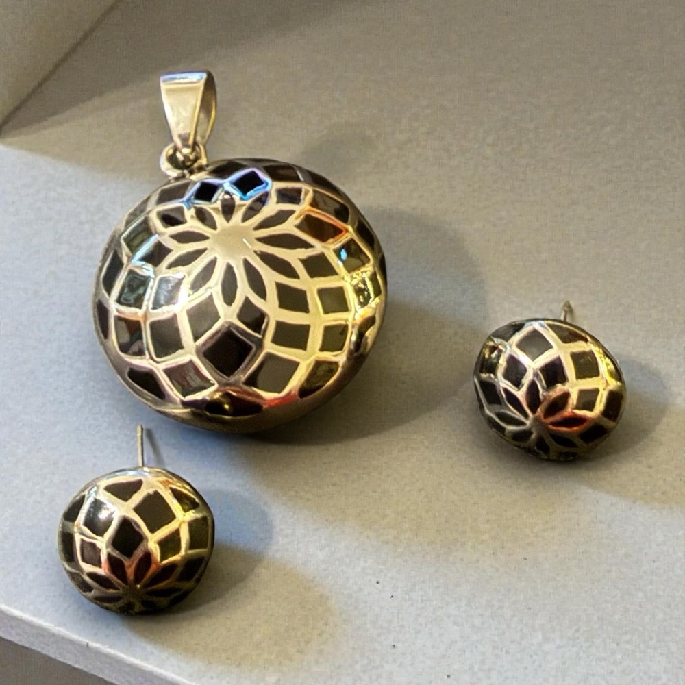 Elegant steel silver and Black Jewelry Set